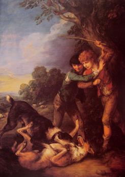 托馬斯 庚斯博羅 Shepherd Boys with Dogs Fighting 托馬斯 庚斯博羅 Shepherd Boys with Dogs Fighting